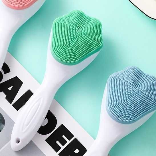 1 Pack Face Scrubber Exfoliating Brush, Manual Handheld Facial Cleansing Brush Blackhead Scrubber, Soft Food Grade Silicone bristles for Face Skincare