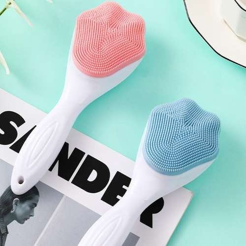 1 Pack Face Scrubber Exfoliating Brush, Manual Handheld Facial Cleansing Brush Blackhead Scrubber, Soft Food Grade Silicone bristles for Face Skincare